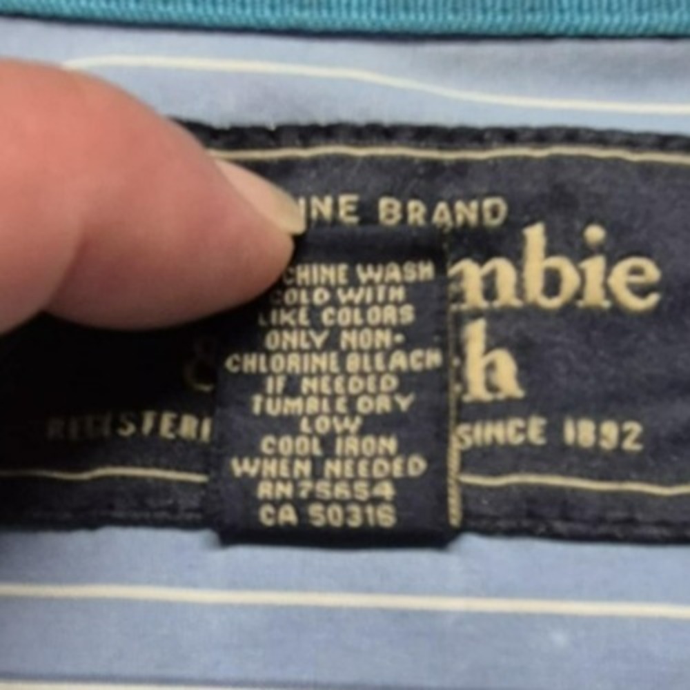 Abercrombie & Fitch Muscle‎ men's blue/white strip button down LS shirts sz. M - Picture 6 of 10